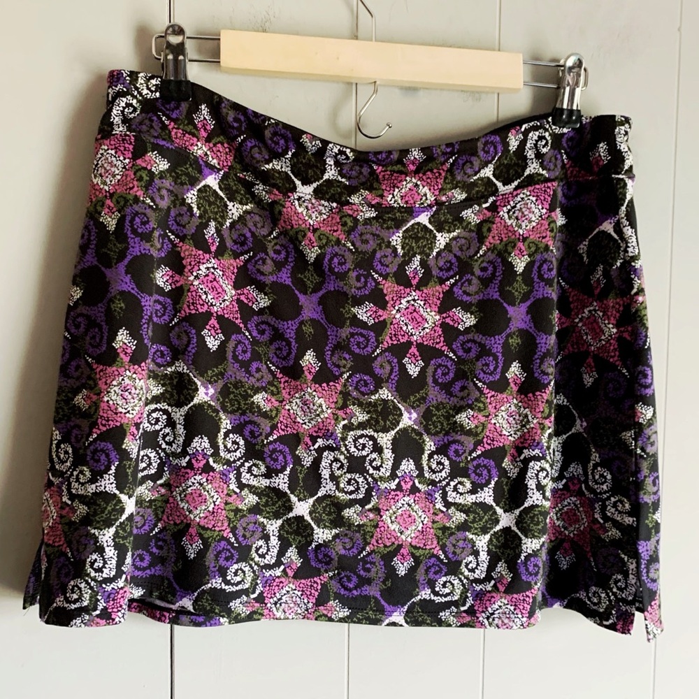 Tranquility by Colorado Clothing Black Purple Pink Patterned Skort